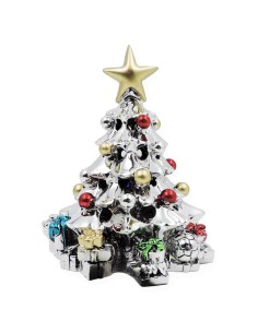 Weihnachtsbaum aus Silbernem Harz mit LED-Leuchten