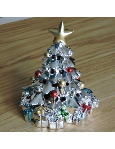 Silver Plated Resin Christmas Tree Sculpture with LED