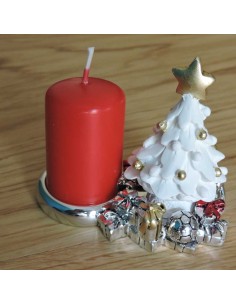 Weihnachtsbaumkerzenhalter aus Weißem und Silbernem Harz 2
