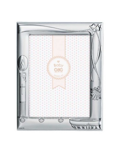 Christening Silver Picture Frame 5 x 7 with Candle Decor