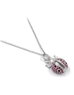 925 Sterling Silver Ladybug Necklace with Red and Black...