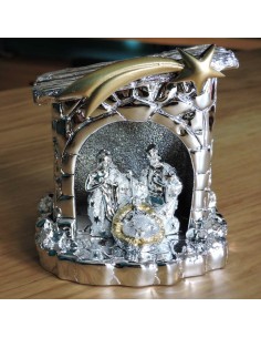 Nativity Scene Silver Plated Resin with LED Light 2
