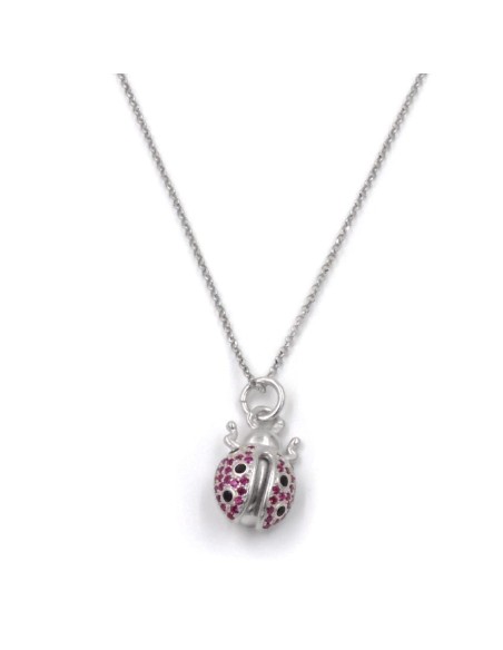 Bracciale Catena Donna in Argento 925 Rodiato con Ciondolo Doppio Cuore