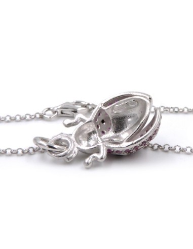 925 Sterling Silver Ladybug Necklace with Red...