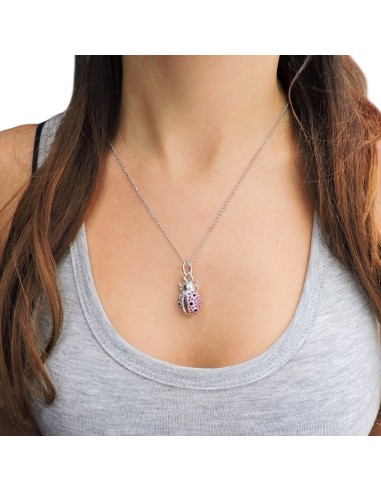 925 Sterling Silver Ladybug Necklace with Red...