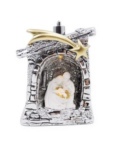 Silver Nativity Scene Christmas Tree Decoration with LED...