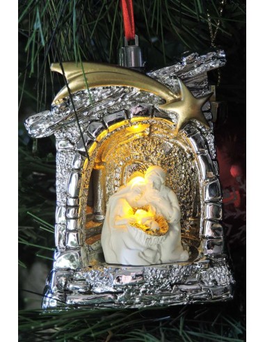 Silberne Krippen-Weihnachtsbaumschmuck mit...