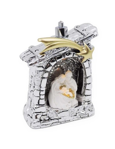 Silberne Krippen-Weihnachtsbaumschmuck mit...