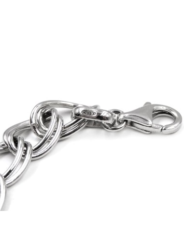 Sterling Silver Two Rings Gourmette Bracelet 