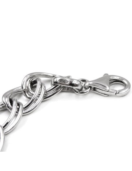 Sterling Silver Two Rings Gourmette Bracelet 