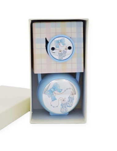 Pacifier Clip Set with Blue Box Bow Decoration...