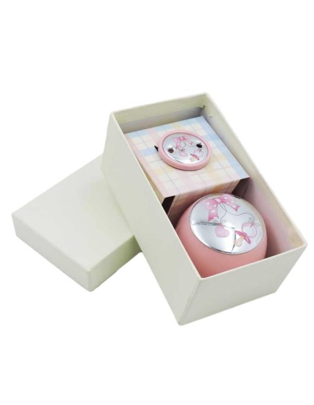 Pacifier Clip Set with Pink Box Bow Decoration 