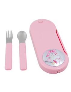 Set Posate per Bambini con Custodia Rosa Fiocco con...