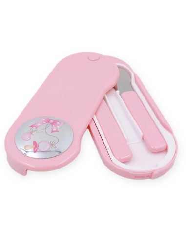 Set Posate per Bambini con Custodia Rosa Fiocco...