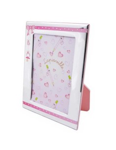 Bilderrahmen zur Geburt cm 9 x 13 mit Rosa Schleife und...