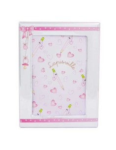 Bilderrahmen zur Geburt cm 9 x 13 mit Rosa Schleife und... 2