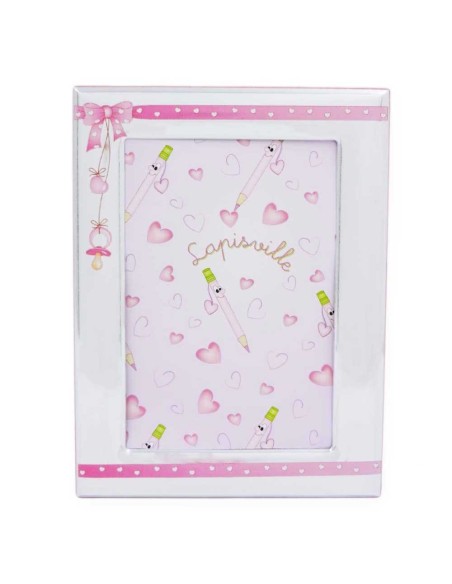 Birth Picture Frame 3,5 x 5 Pink Bow and Pacifier Decoration