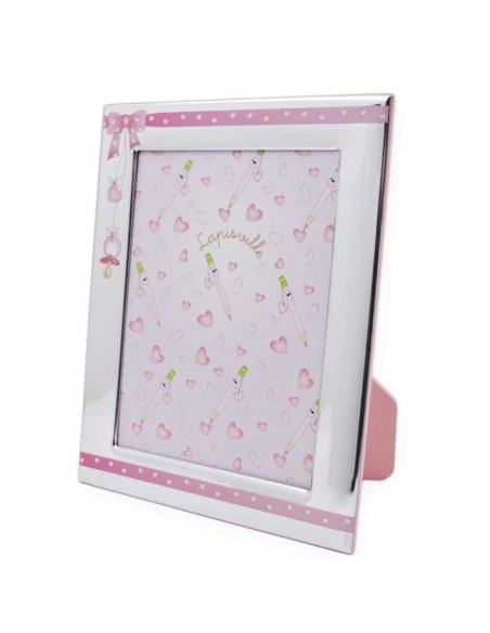 Birth Picture Frame 5 x 7 Pink Bow and Pacifier Decoration