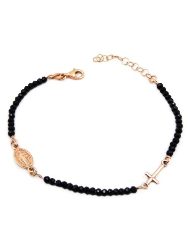 Bracciale Rosario in Argento 925 con Pietre Nere 