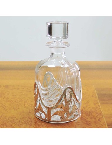 Kristall-Likörflasche mit Blumenmotiv auf...