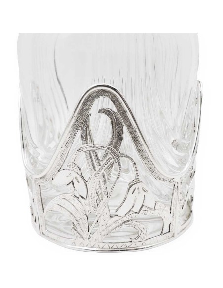Crystal Liquor Bottle with Solid Silver Base Floral Theme