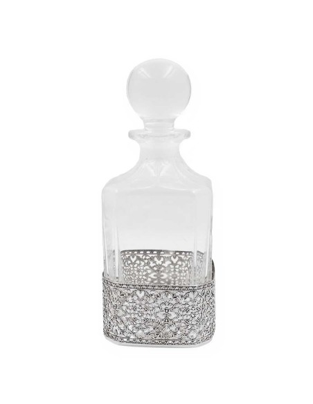 Decanter da Whisky in Cristallo con Base in Argento Stile Barocco