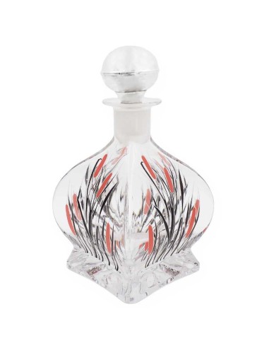 Crystal Bottle with Colored Rush Decoration and...