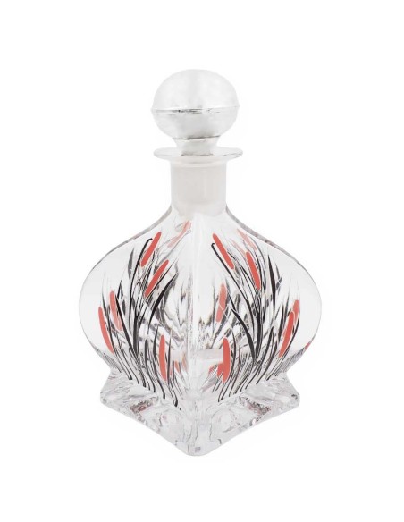 Crystal Bottle with Colored Rush Decoration and Silver Cap