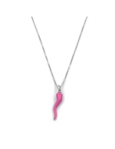Sterling Silver Necklace with Pink Enamelled Lucky Horn... 2