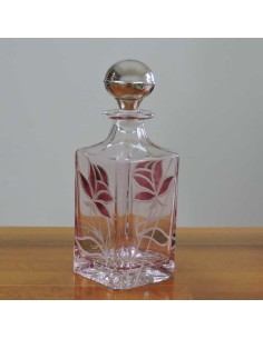 Colored Hand Cut Crystal Bottle with Rose Decoration and... 2