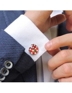 Pizza Cufflinks Hand Enamelled Sterling Silver  2