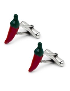 Hot Chili Pepper Cufflinks Hand Enamelled Sterling Silver 