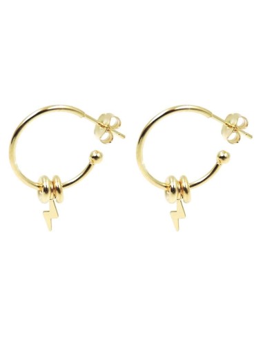 Lightning Bolt Hoop Earrings Gold Plated...