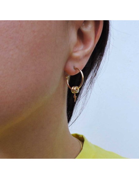 Lightning Bolt Hoop Earrings Gold Plated Sterling Silver