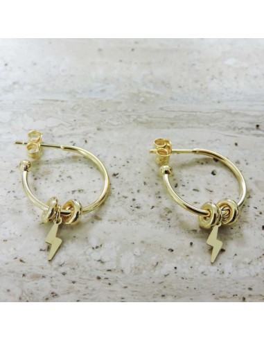 Lightning Bolt Hoop Earrings Gold Plated...
