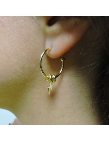 Lightning Bolt Hoop Earrings Gold Plated...