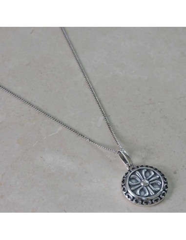 Men's Sterling Silver Curb Necklace with Round...