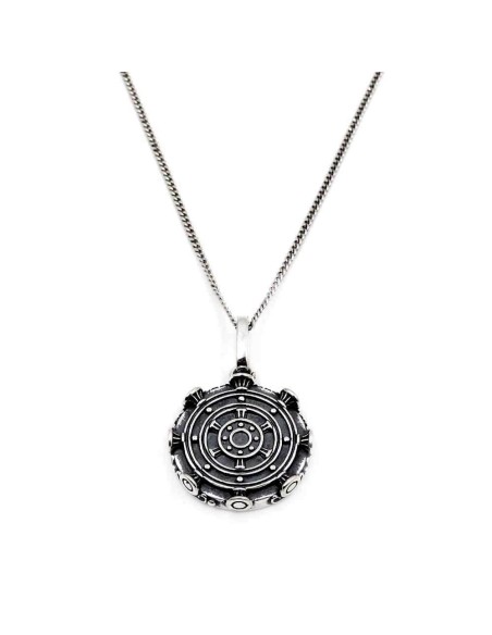 Collana Grumetta in Argento 925 con Ciondolo Tondo Labirinto