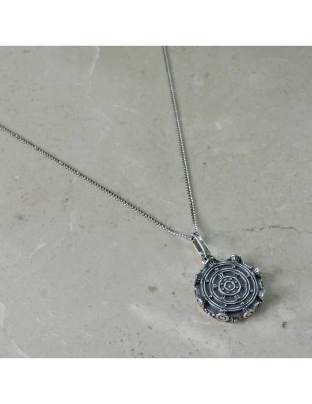 Collana Grumetta in Argento 925 con Ciondolo Tondo Labirinto