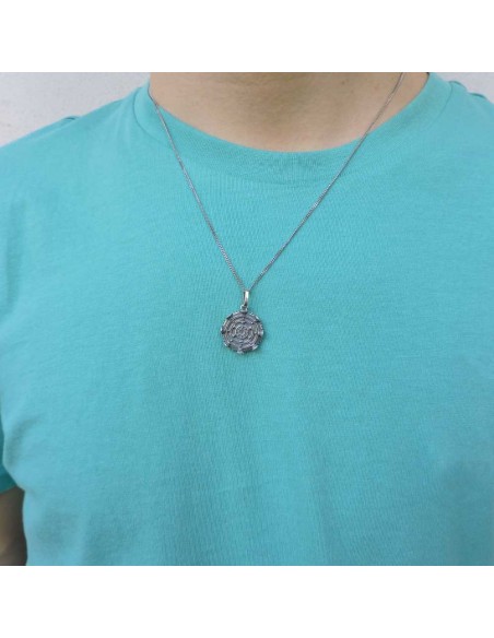 Collana Grumetta in Argento 925 con Ciondolo Tondo Labirinto