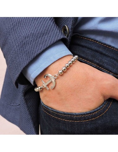 Bracciale Ancora con Sfere in Argento 925 
