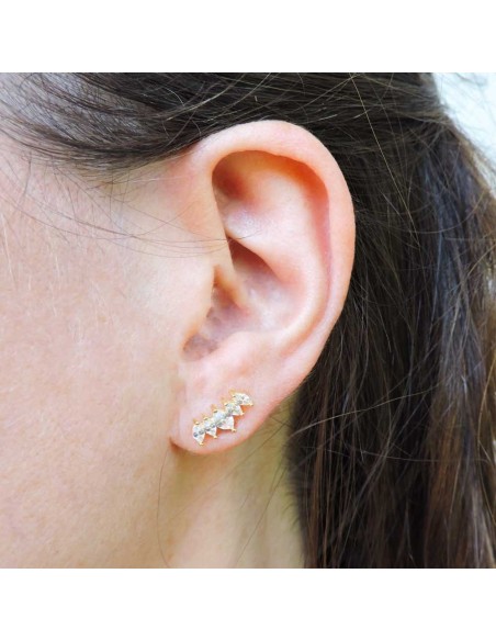 Earrings in Gold Plated 925 Sterling Silver and 5 White Zircons