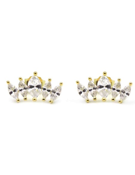 Earrings in Gold Plated 925 Sterling Silver and 5 White Zircons