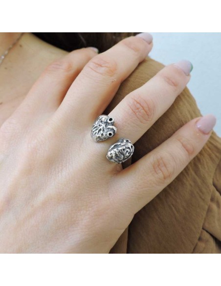 Heart or Brain 925 Sterling Silver Ring 