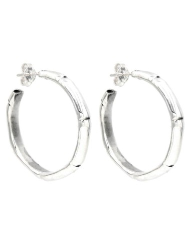 925 Sterling Silver Bamboo Hoop Earrings 