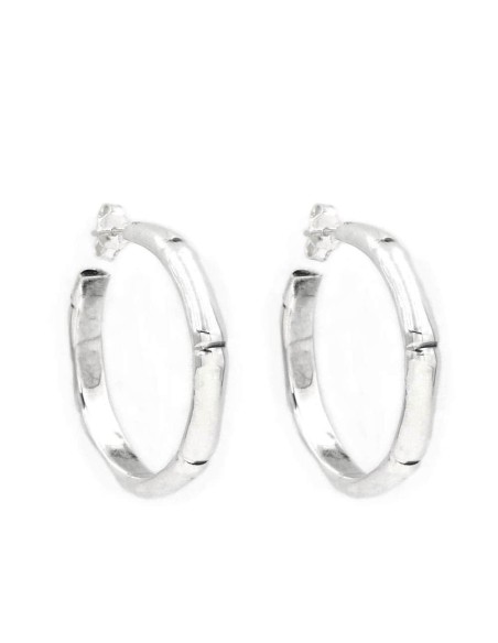 925 Sterling Silver Bamboo Hoop Earrings 
