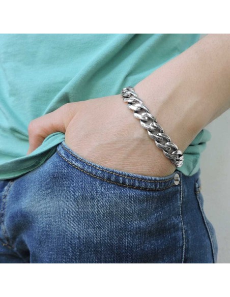 Curb Chain Bracelet Burnished 925 Sterling Silver