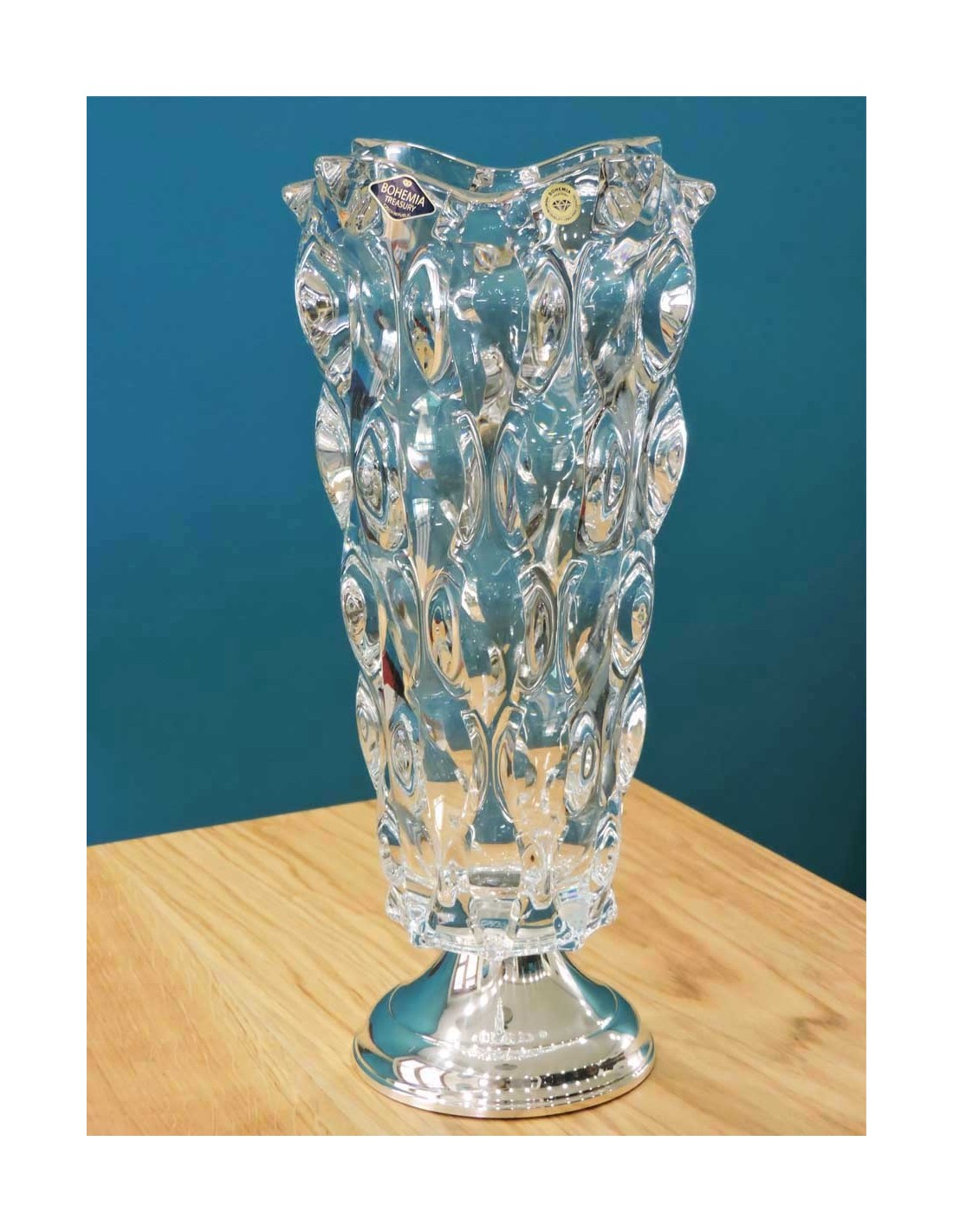 DIAMANTE Vaso Di Cristallo A Forma Di Tromba 25 Cm Con Motivo Meadow Tagliato A Mano, Senza Piombo