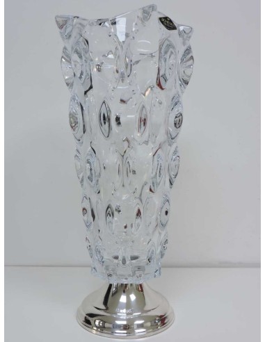 Samba Crystal Vase with Round Silver Base
