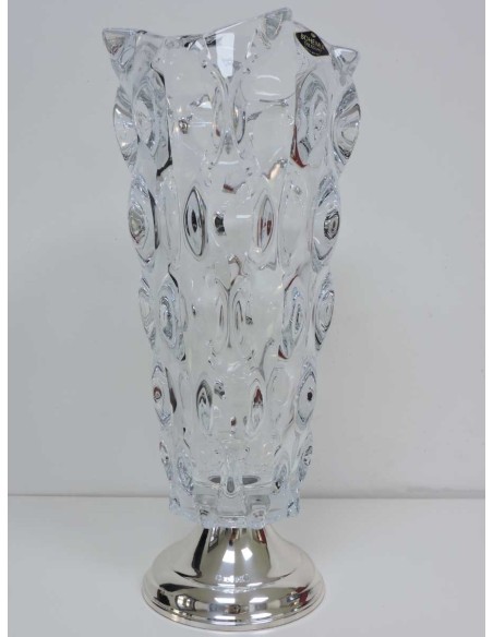 Samba Crystal Vase with Round Silver Base